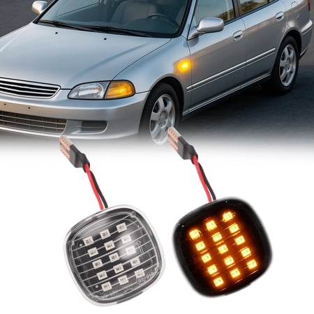 Unique Bargains Dynamic LED Amber Side Marker Fender Light 4D0949127D for Audi A3 (8L) Pre-facelift/pre-LCI 96-00 Flowing Side Signal Light Transparent Lens 1 Pair