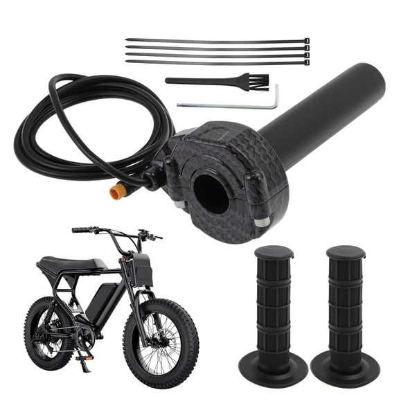 Unique Bargains E-bike Full Twist Throttle for Surron Style Carbon Fiber Style 12V-72V Orange 3 Pin Connector, 7/8" Handlebar, for Macfox for HappyRun for Freego for Heybike E-bike Scooter Dirt Bike
