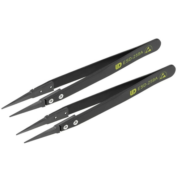 Unique Bargains ESD Precision Anti-Static Tweezers, Stainless Steel Extremely Pointed Tweezers for Craft Electronics 2Pcs