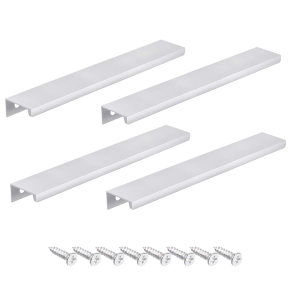 Unique Bargains Edge Pull Handle Aluminum Alloy Drawer Pulls Silver 9.8"