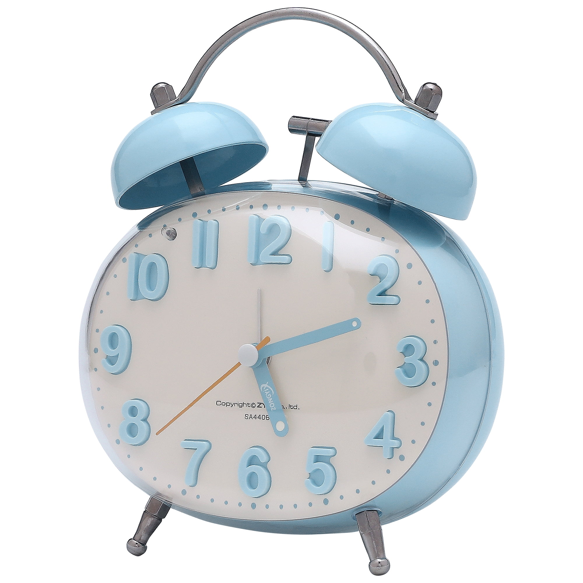 Unique Bargains Egg Shape Loud Dual Bell Alarm Clock Blue 4.5"L x 3.1"W x 5.8"H