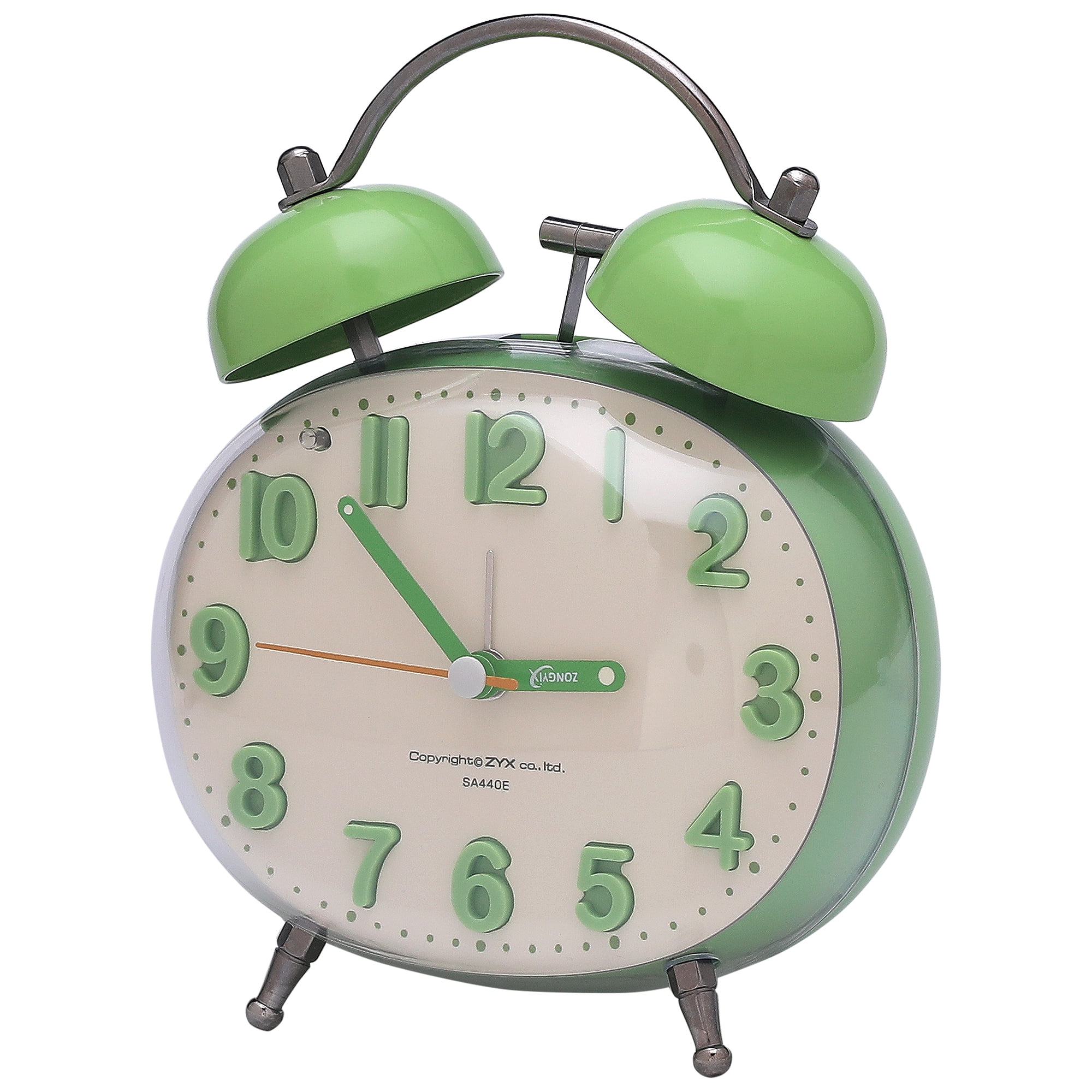 Unique Bargains Egg Shape Loud Dual Bell Alarm Clock Green 4.5"L x 3.1"W x 5.8"H