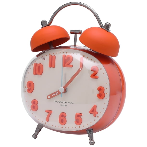 Unique Bargains Egg Shape Loud Dual Bell Alarm Clock Orange 4.5