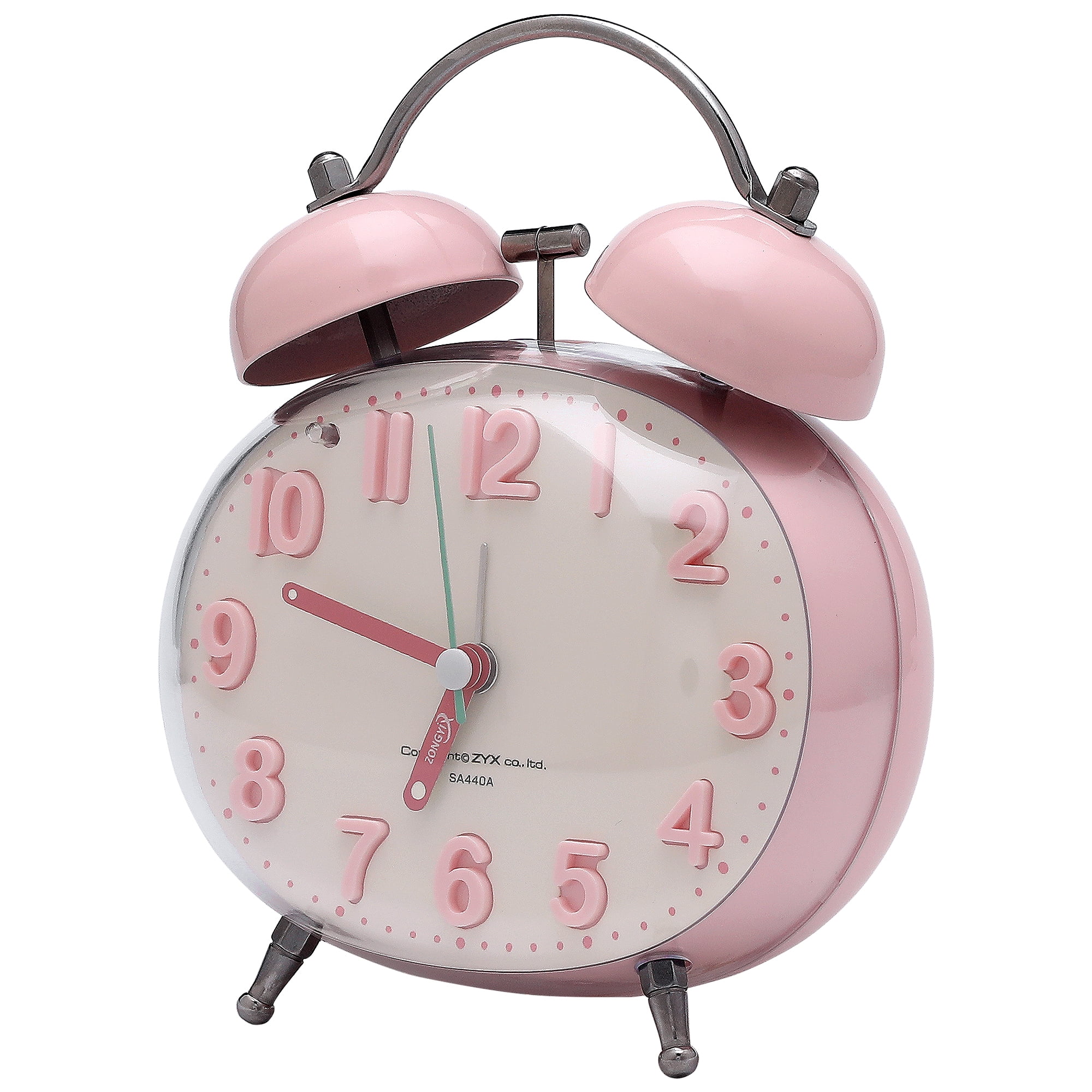 Unique Bargains Egg Shape Loud Dual Bell Alarm Clock Pink 4.5