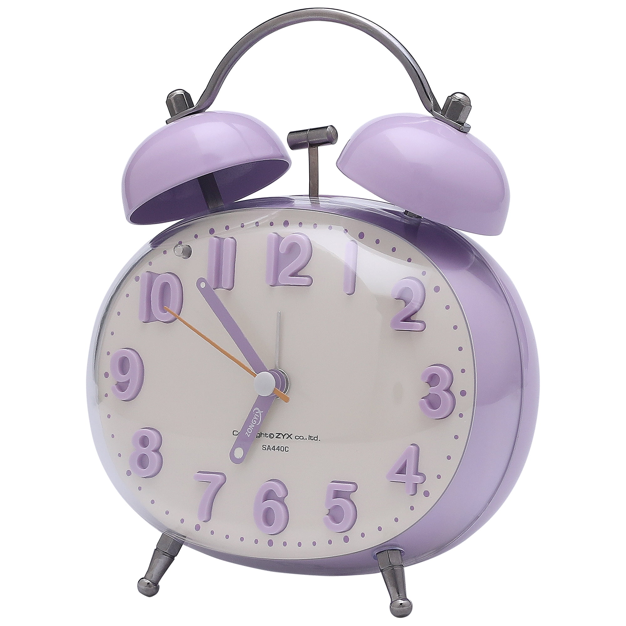 Unique Bargains Egg Shape Loud Dual Bell Alarm Clock Purple 4.5"L x 3.1"W x 5.8"H