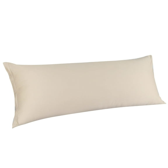 Unique Bargains Egyptian Cotton Zipper Long Body Pillow Cover Beige 20" x 48"