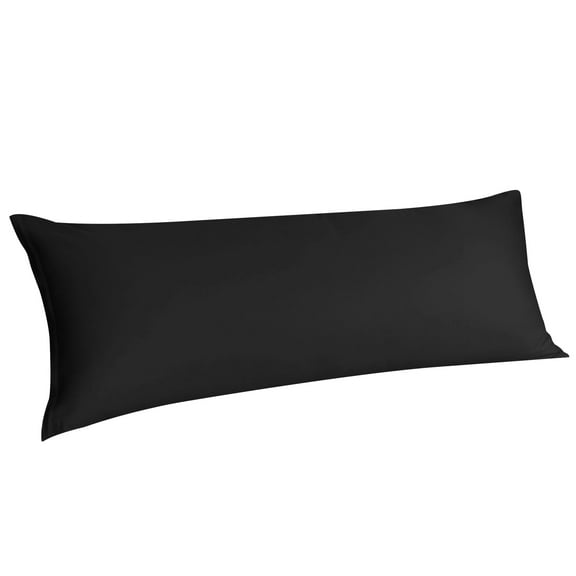 Unique Bargains Egyptian Cotton Zipper Long Body Pillow Cover Black 20" x 60"
