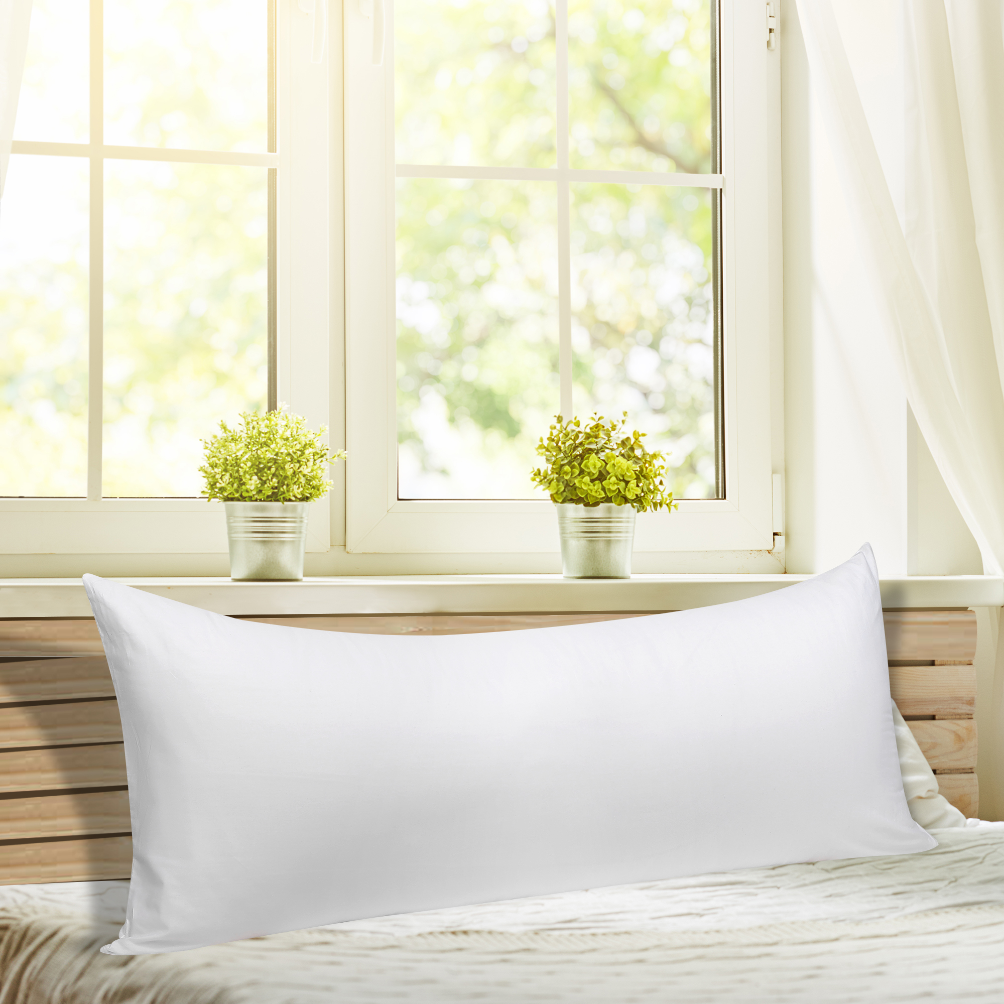 Unique Bargains Egyptian Cotton Zippered Body Pillow Case Cover White