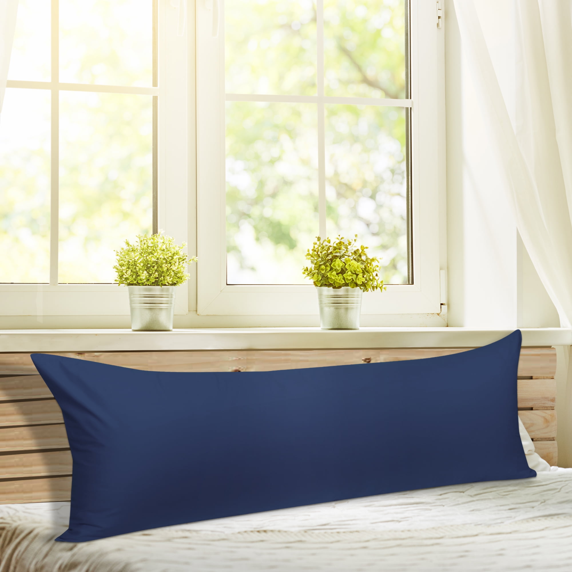 Unique Bargains Cotton Zippered Body Pillowcase Pillow Cover Navy Blue 20" x 54"