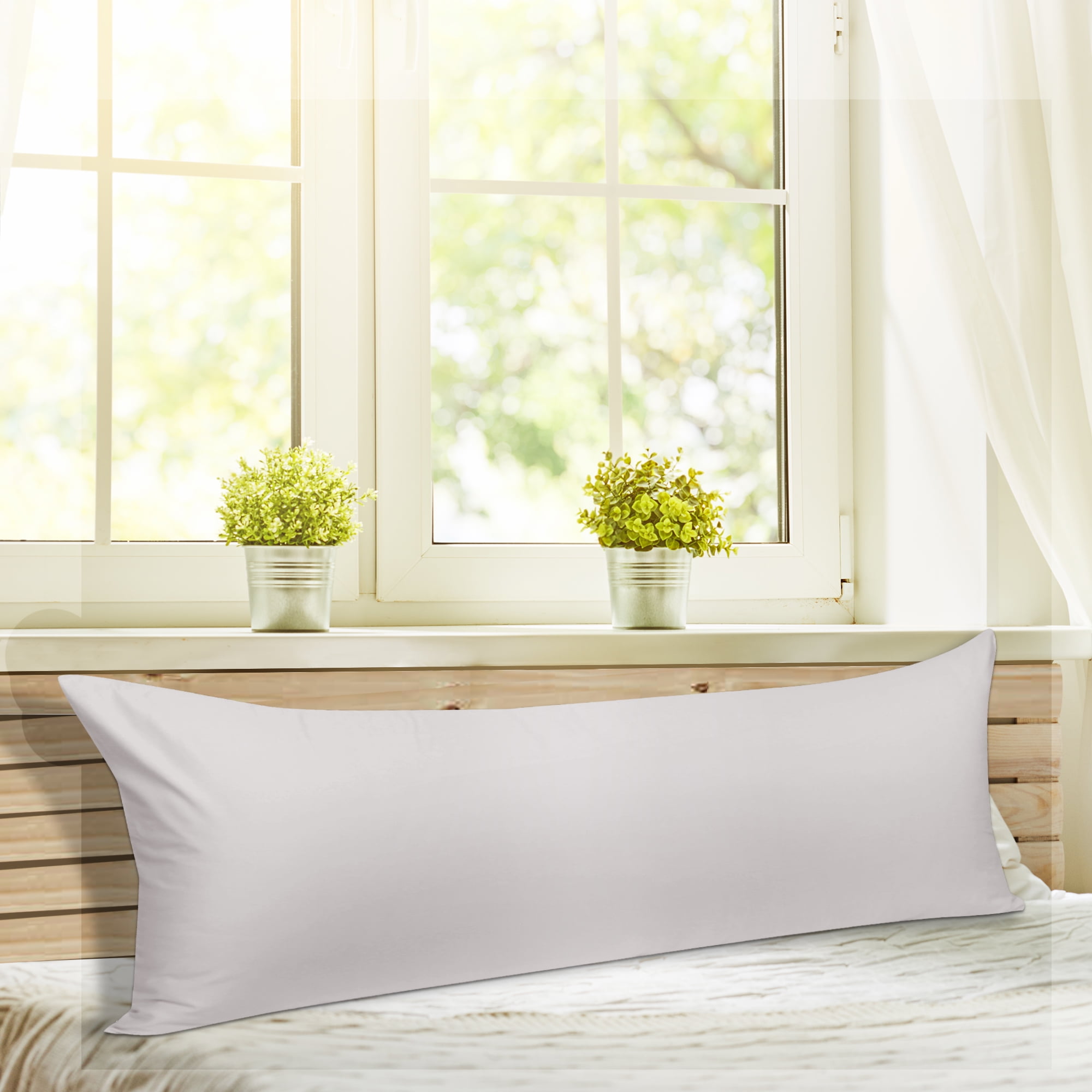 Unique Bargains Cotton Zippered Body Pillowcase Pillow Cover Silver Gray 20" x 72"