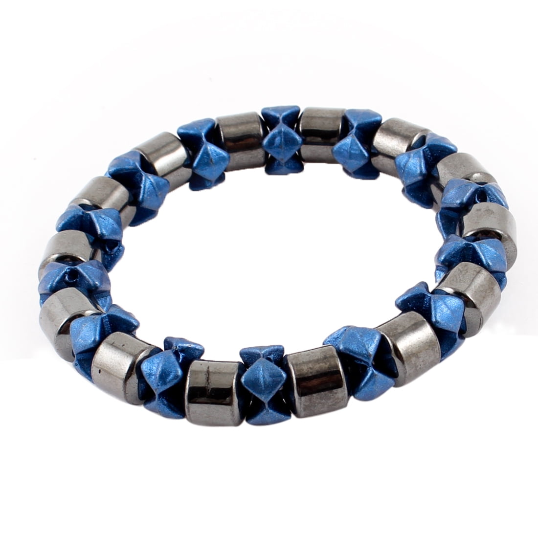 Unique Bargains Elastic Band Linked Brown Dark Gray Blue Magnetic Bracelet for Lady