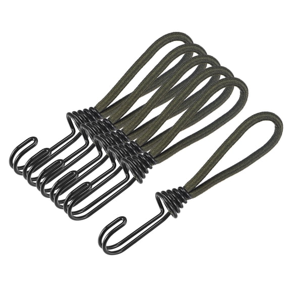 Unique Bargains Elastic Cords with Hook 6 Inch Tarp Straps Ropes for Camping Tent Canopy