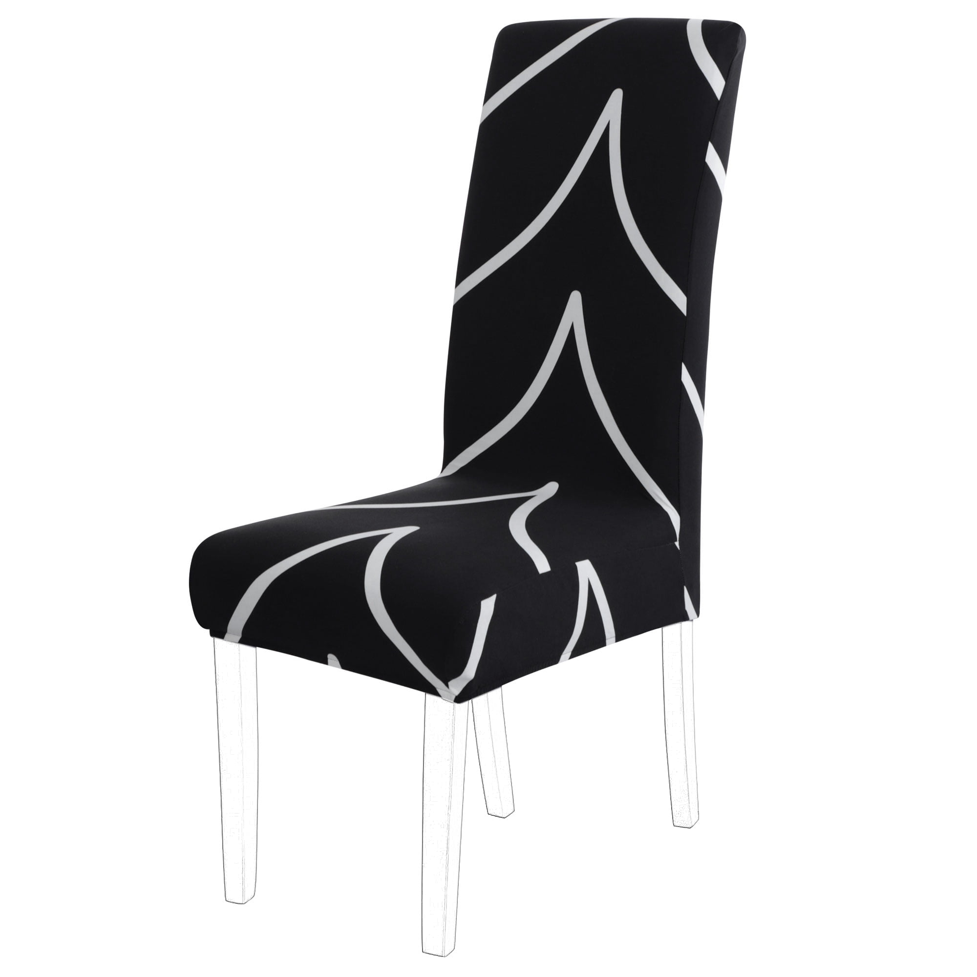 Unique Bargains Elastic Dining Chair Slipcover White and Black M