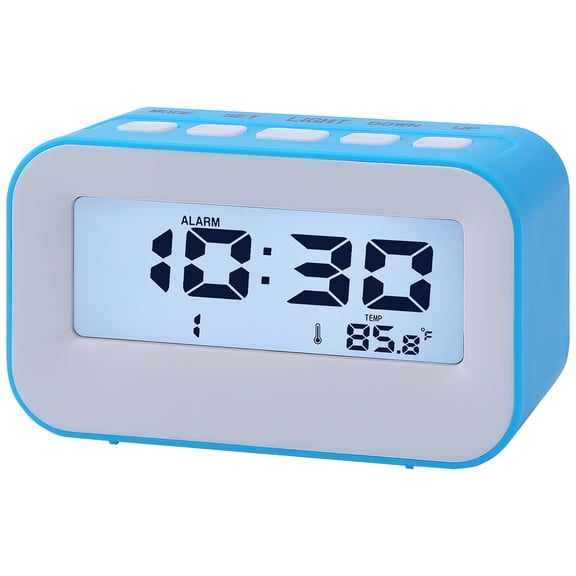 Unique Bargains Electric Alarm Clock with Temperature Display Blue 4.3"L x 1.8"W x 2.4"H