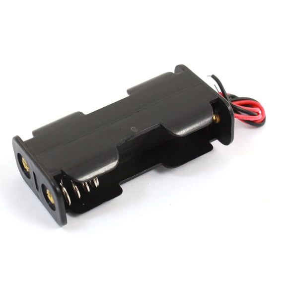 Unique Bargains Electrical 2 x 1.5V AA Black Double Sides Battery Holder Case Box Wire