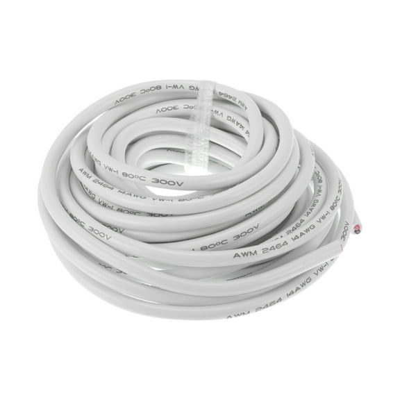Unique Bargains Electrical Ground Wire Automotive Power Wire 30FT White TC 1 Pcs 14AWG 2 Conductor Fully Insulated& Soft Touch Jacket Universal