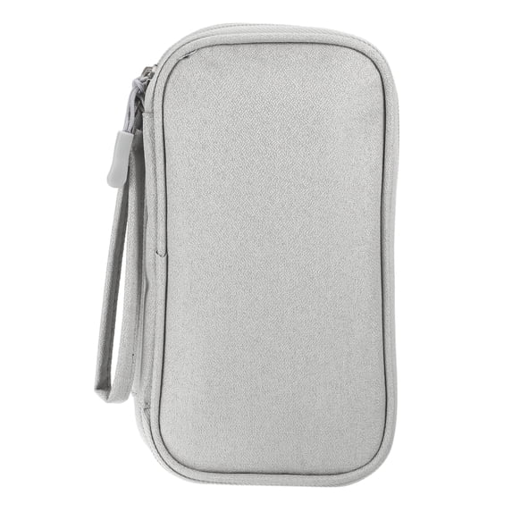 Unique Bargains Electronic Organizer Cable Double Layers Portable Pouch Gray Small