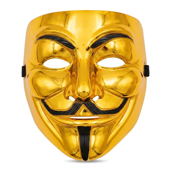 Unique Bargains Electroplated Hacker Mask, Metallic Mirror Anonymous V for Vendetta Gold