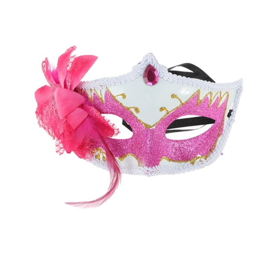 Unique Bargains Elegant Ball Princess Half Face Party Mask Rose Red
