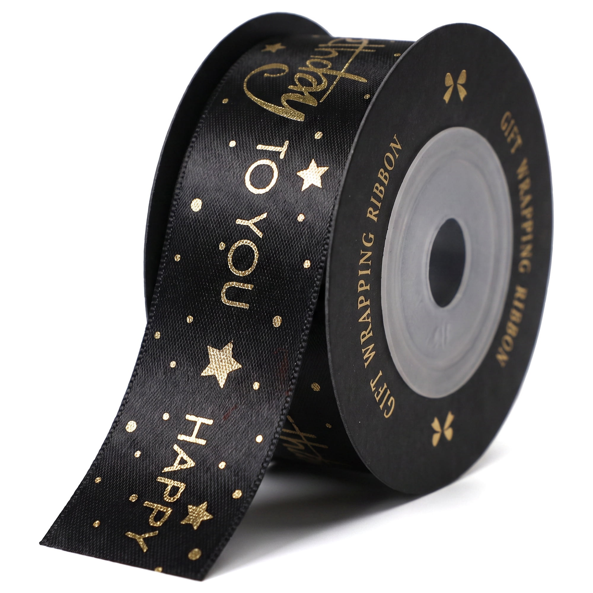 Unique Bargains Elegant Birthday Fabric Ribbon for Gift Wrapping and Decoration Black