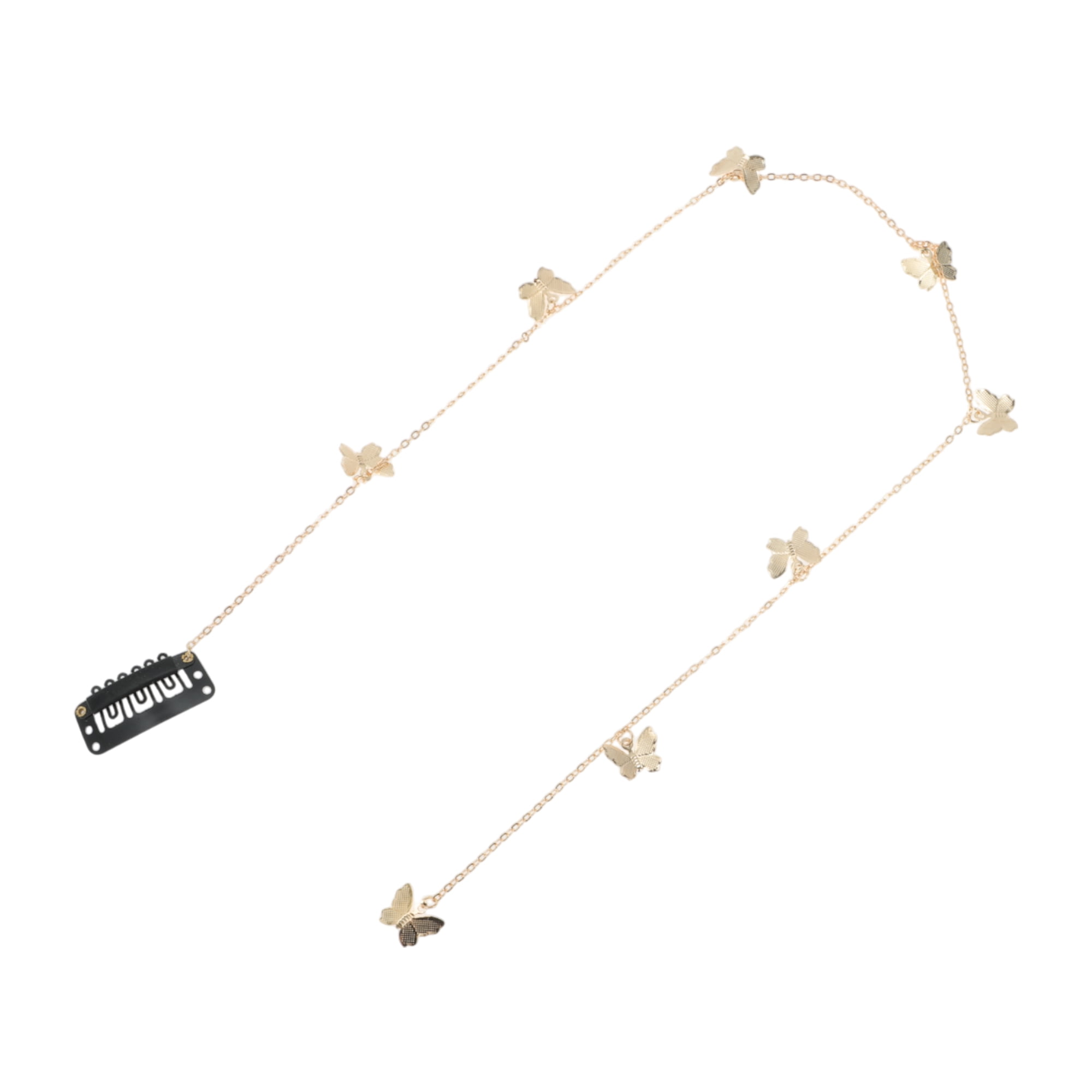 Unique Bargains Elegant Butterfly Braided Hair Chain Stylish Accessory Gold Tone 2Pcs