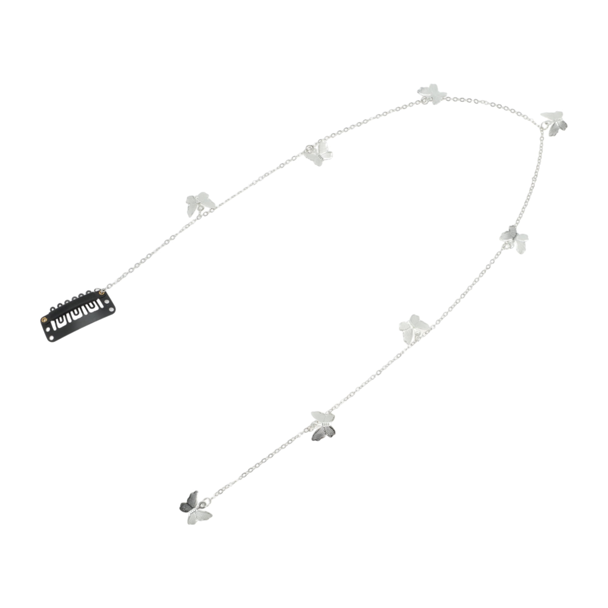 Unique Bargains Elegant Butterfly Braided Hair Chain Stylish Accessory Silver Tone 2Pcs