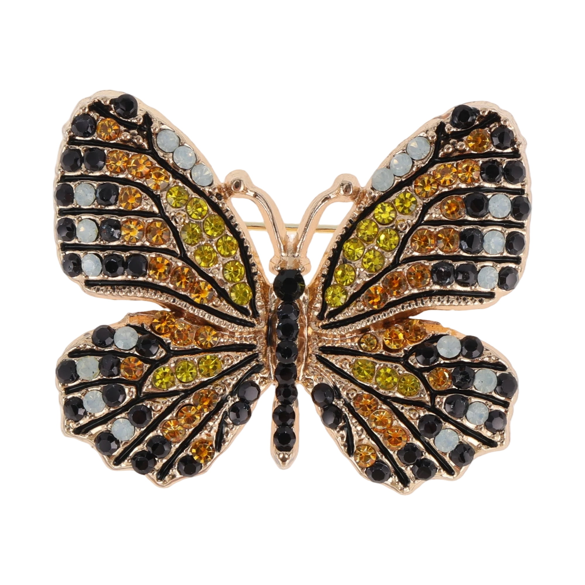 Unique Bargains Elegant Butterfly Rhinestone Brooch for Fashionable Accessories Orange