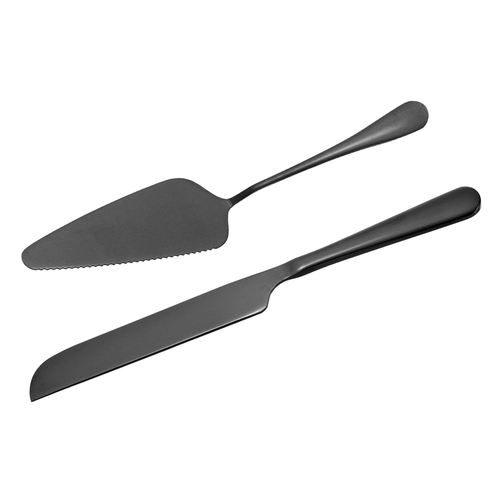 Unique Bargains Elegant Cake Knife and Server Set for Birthday Party Gift Black