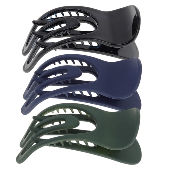 Unique Bargains Elegant Concave Hair Clips Hairdo Clip for Home Black Blue Green 3 Pcs