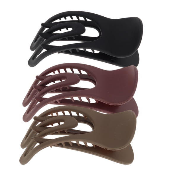 Unique Bargains Elegant Concave Hair Clips Hairdo Clip for Home Brown Black 3 Pcs