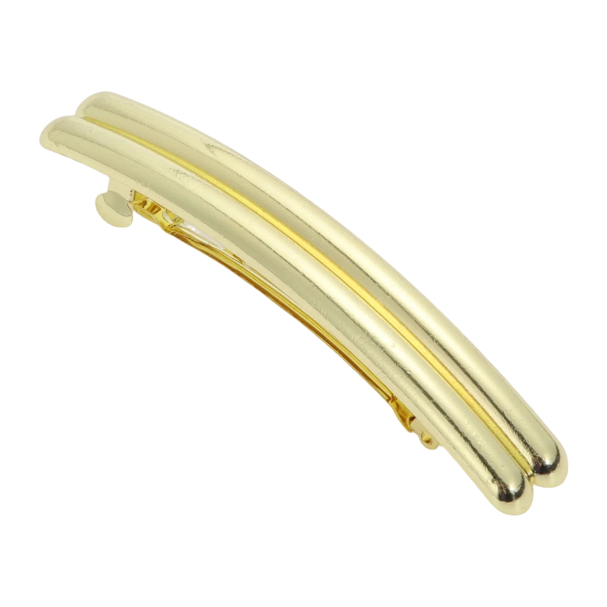 Unique Bargains Elegant Double Design Hair Barrettes in Gold Tone