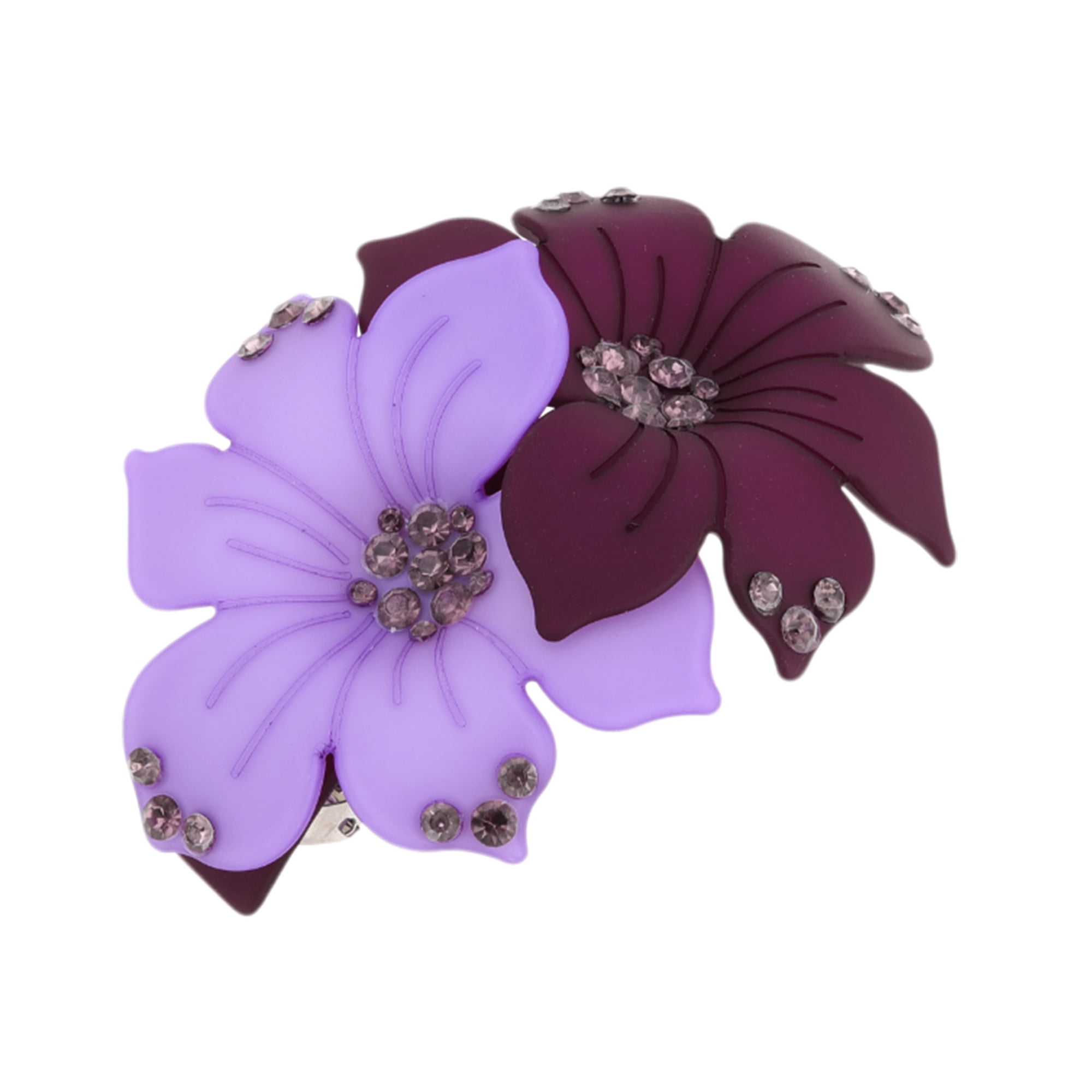 Unique Bargains Elegant Double Flower Hair Clips Home Use Purple