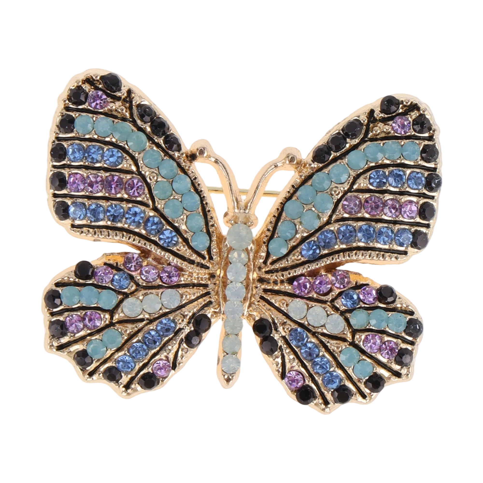 Unique Bargains Elegant Dragonfly Rhinestone Brooch for Fashionable Accessories Blue