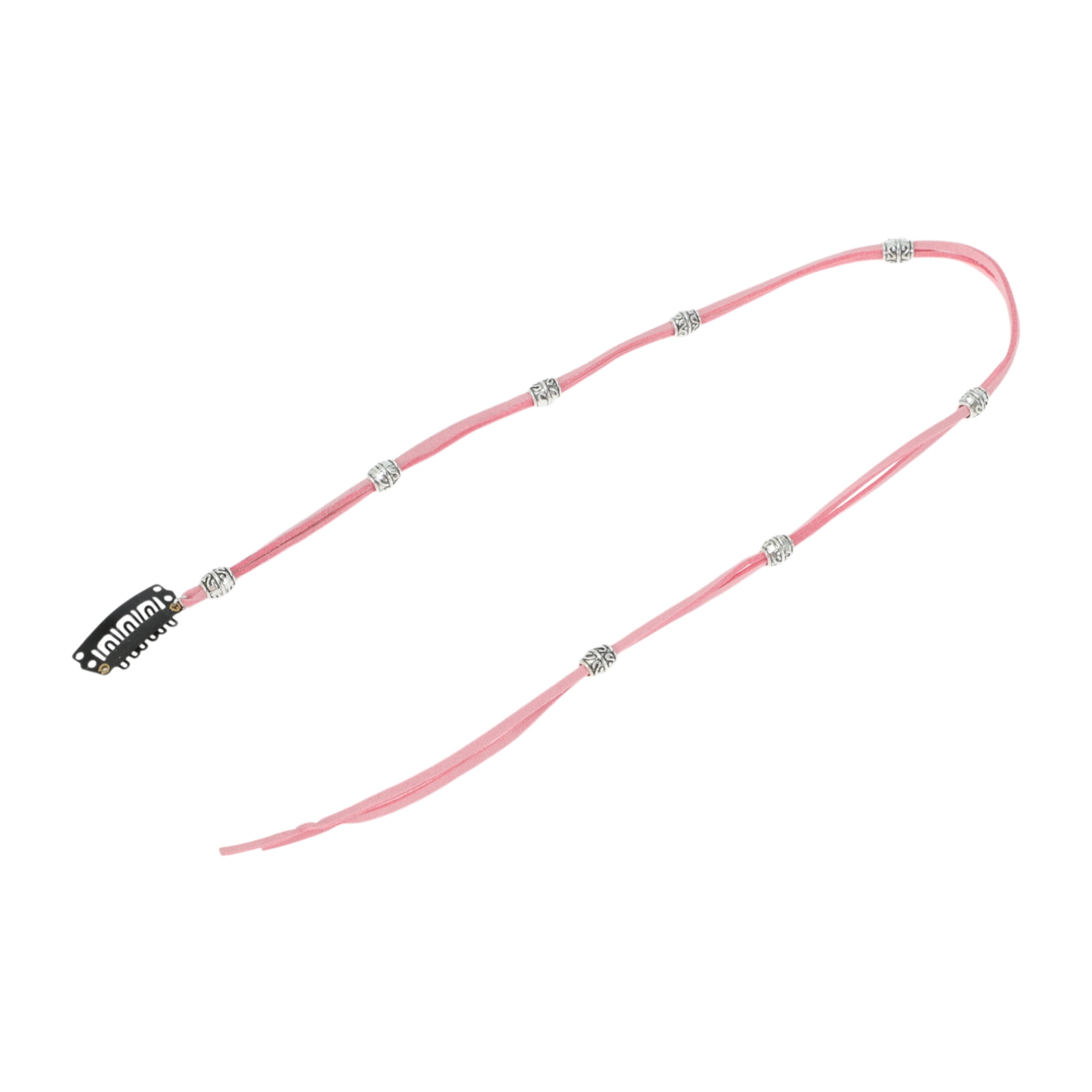 Unique Bargains Elegant Eight Beads Braided Hair Chain 1Pc Pink