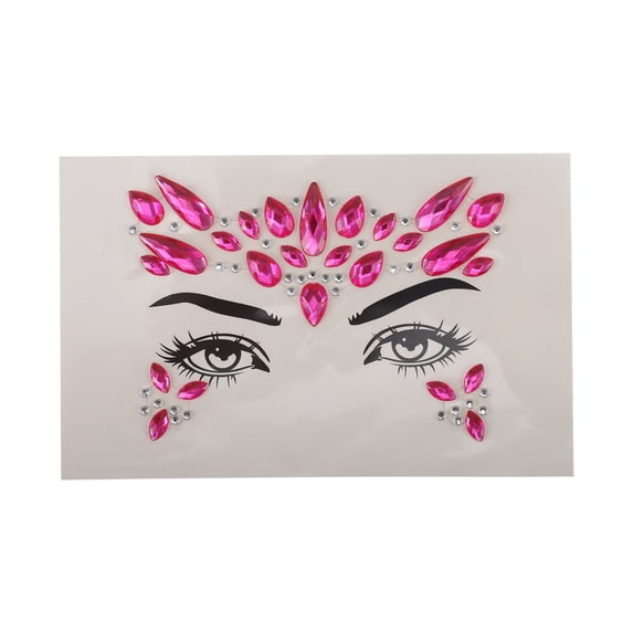 Unique Bargains Elegant Face Rhinestone Stickers for Concert Halloween Events Rose Pink