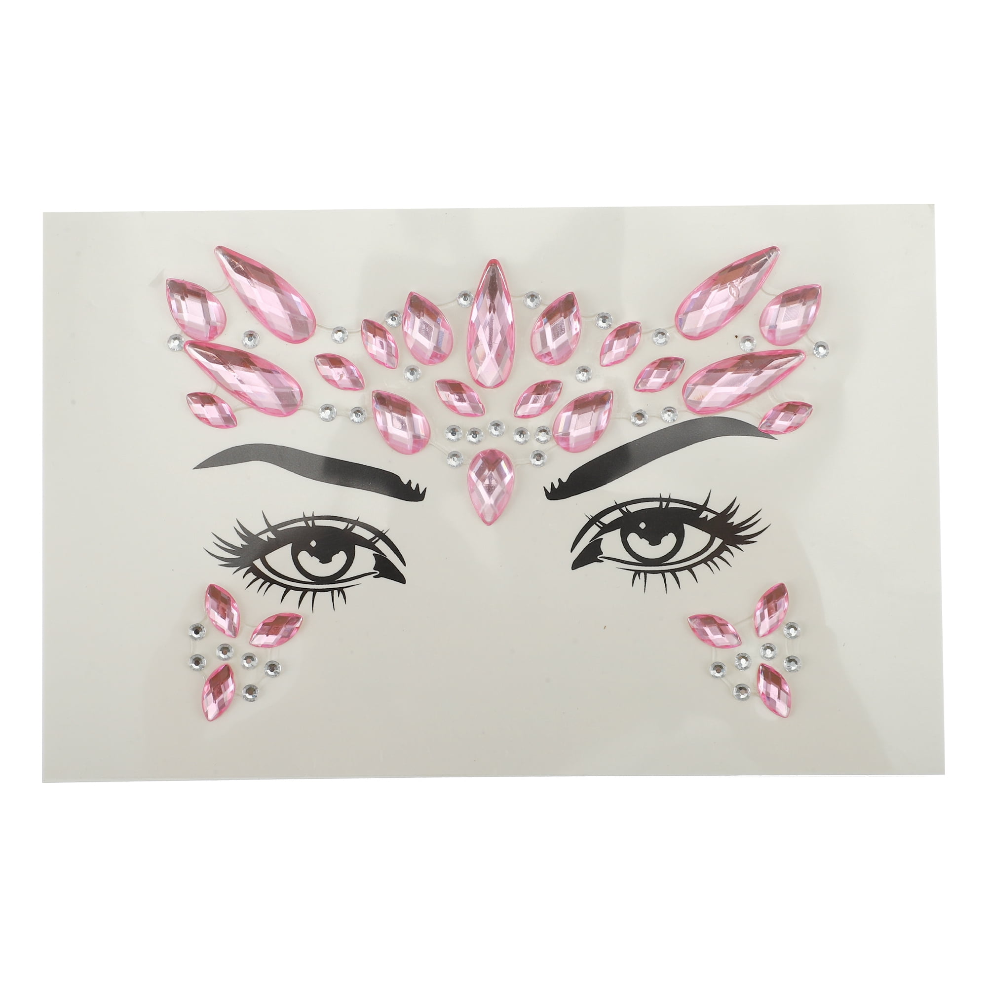 Unique Bargains Elegant Face Rhinestone Stickers for Concert and Halloween Events Pink
