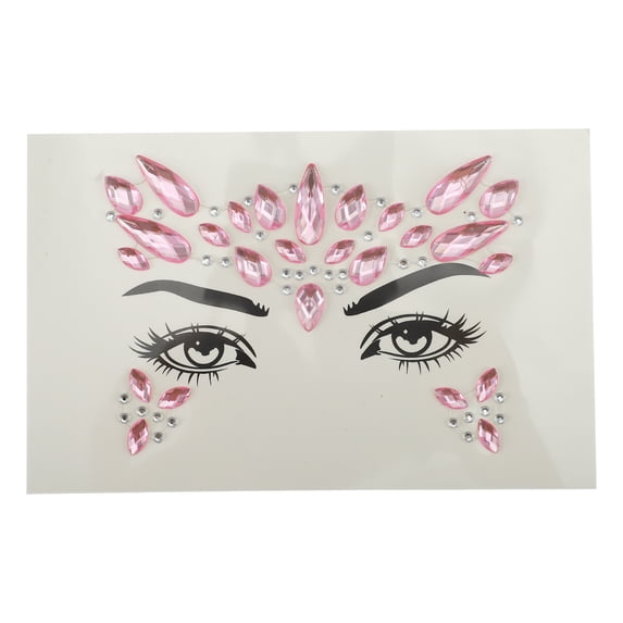 Unique Bargains Elegant Face Rhinestone Stickers for Concert and Halloween Events Pink