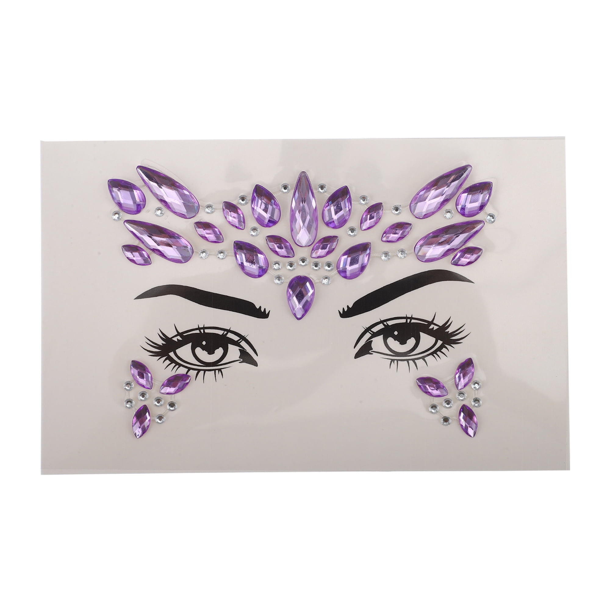 Unique Bargains Elegant Face Rhinestone Stickers for Concert and Halloween Events Purple
