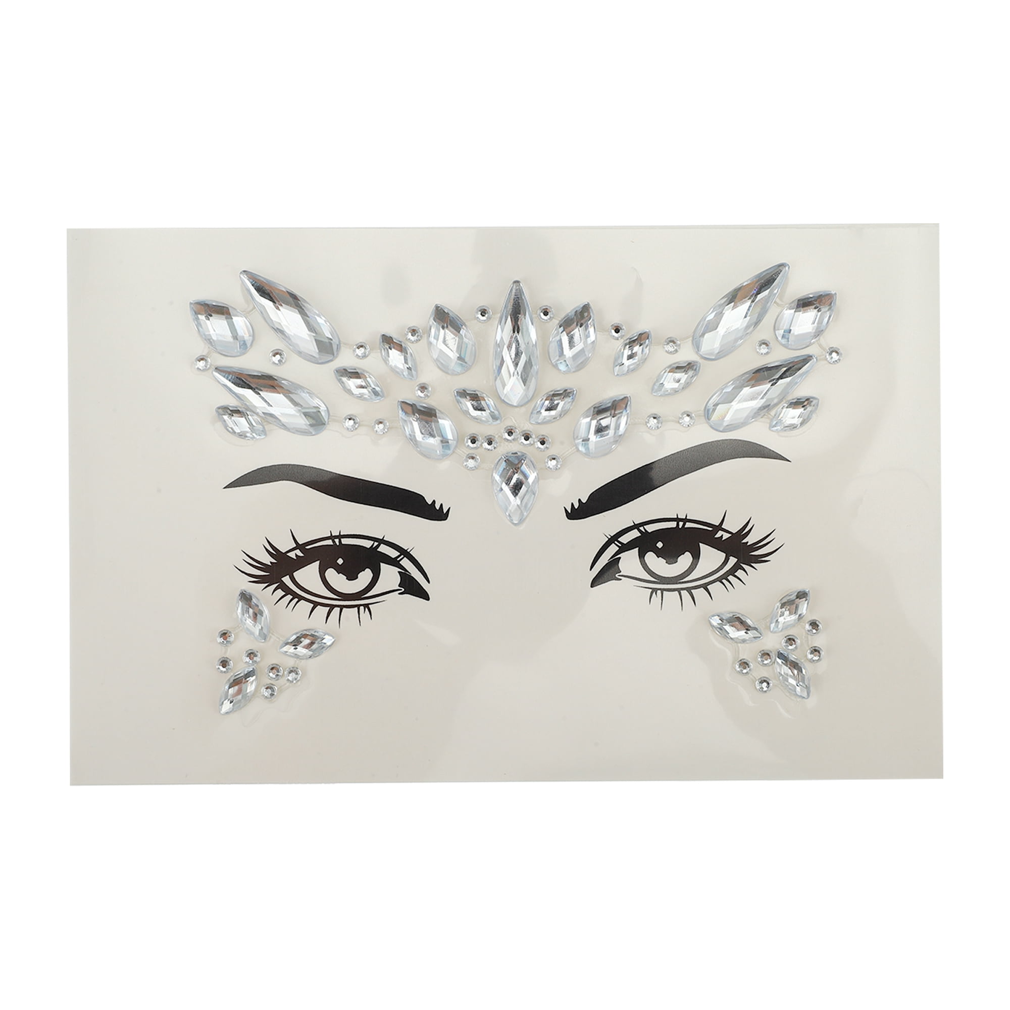 Unique Bargains Elegant Face Rhinestone Stickers for Concert and Halloween Events White