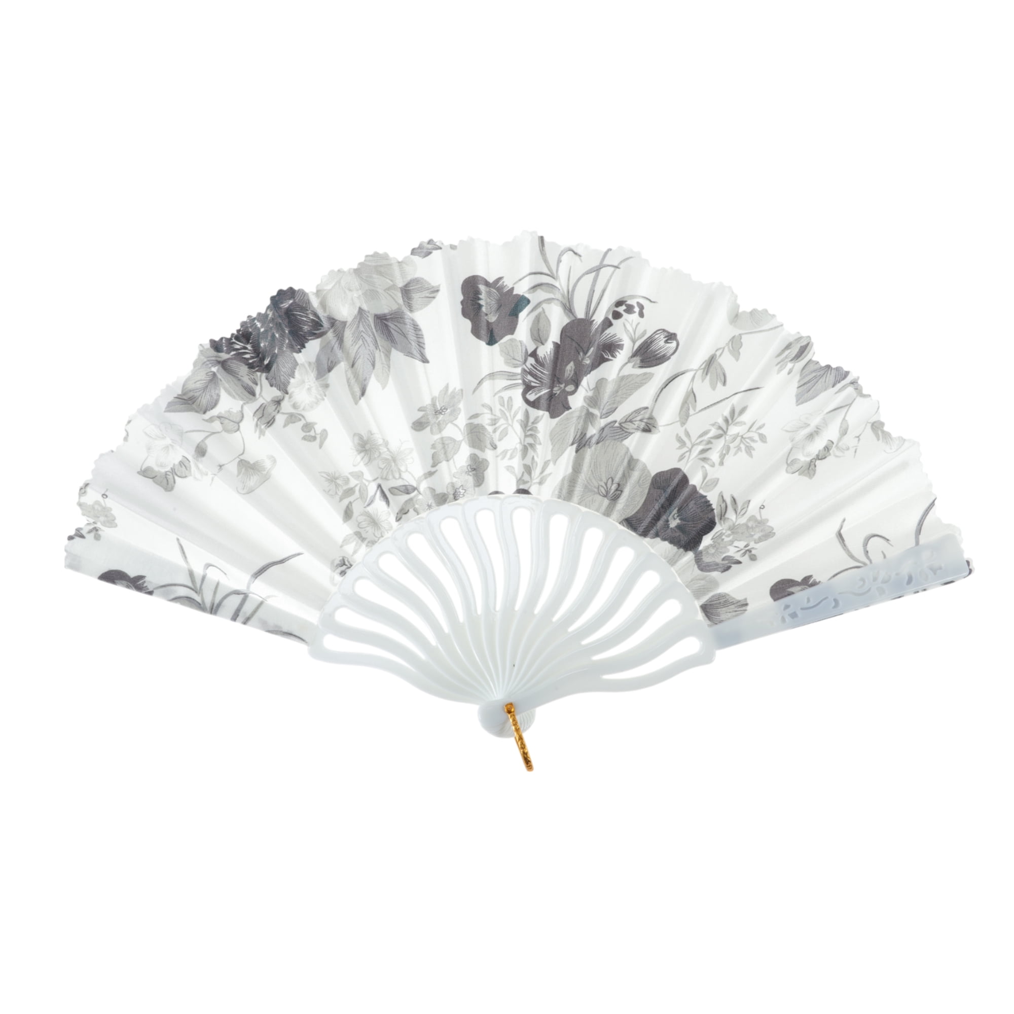 Unique Bargains Elegant Floral Design Folding Hand Fan Gray