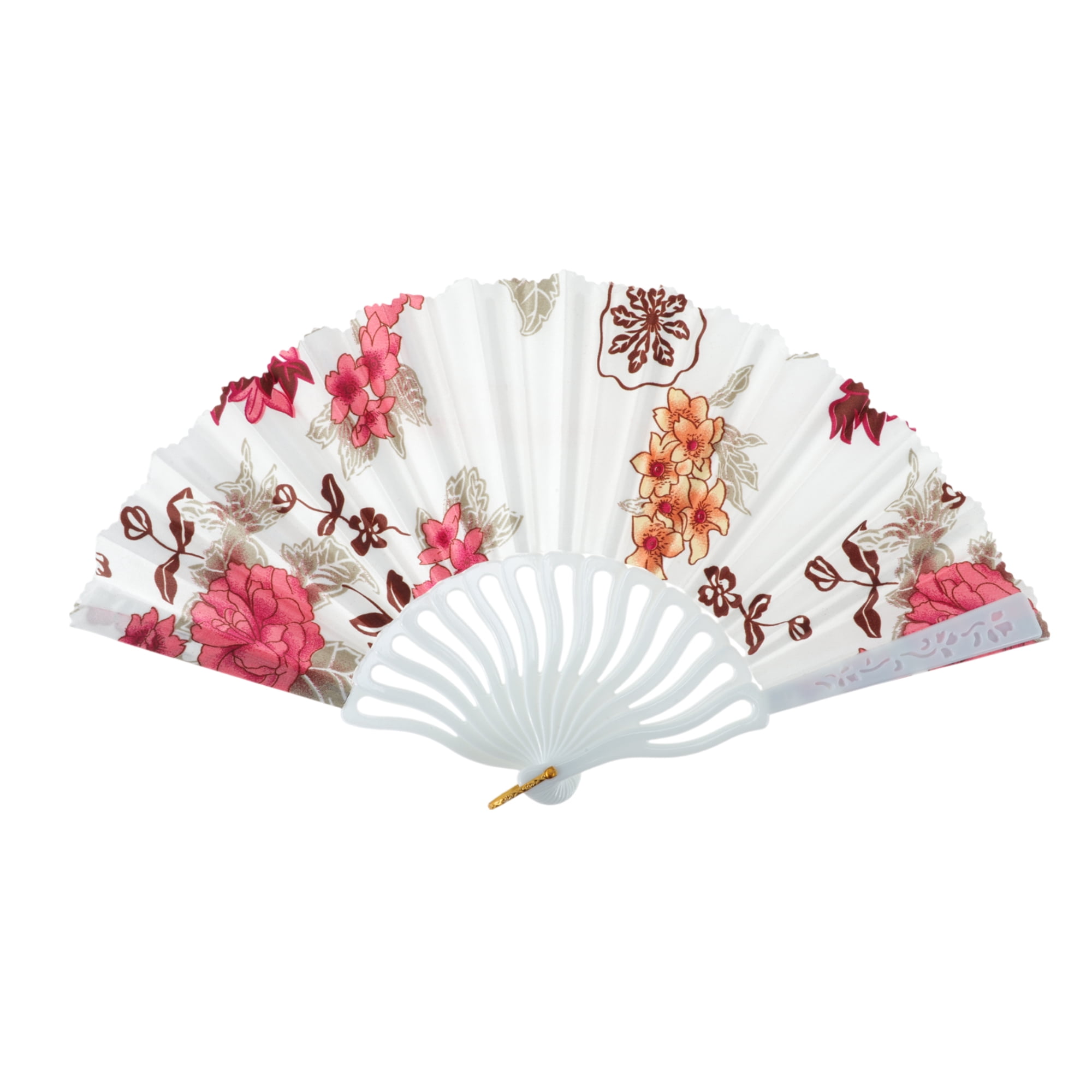Unique Bargains Elegant Floral Design Folding Hand Fan Red