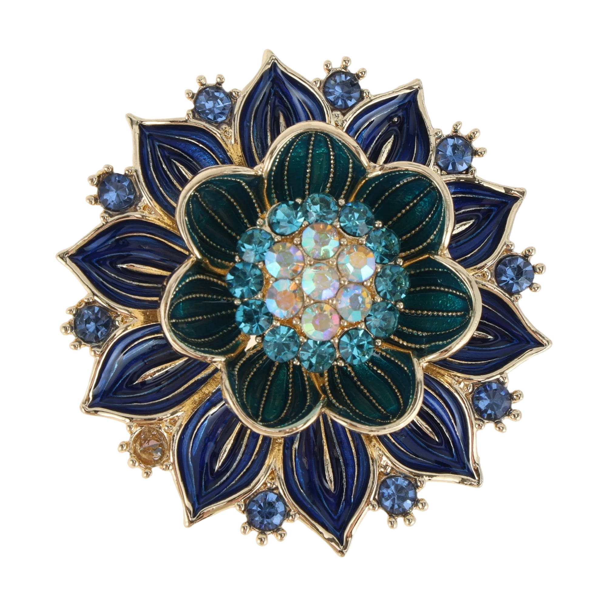 Unique Bargains Elegant Flower Rhinestone Brooch in Blue Color for Fashion Accessories