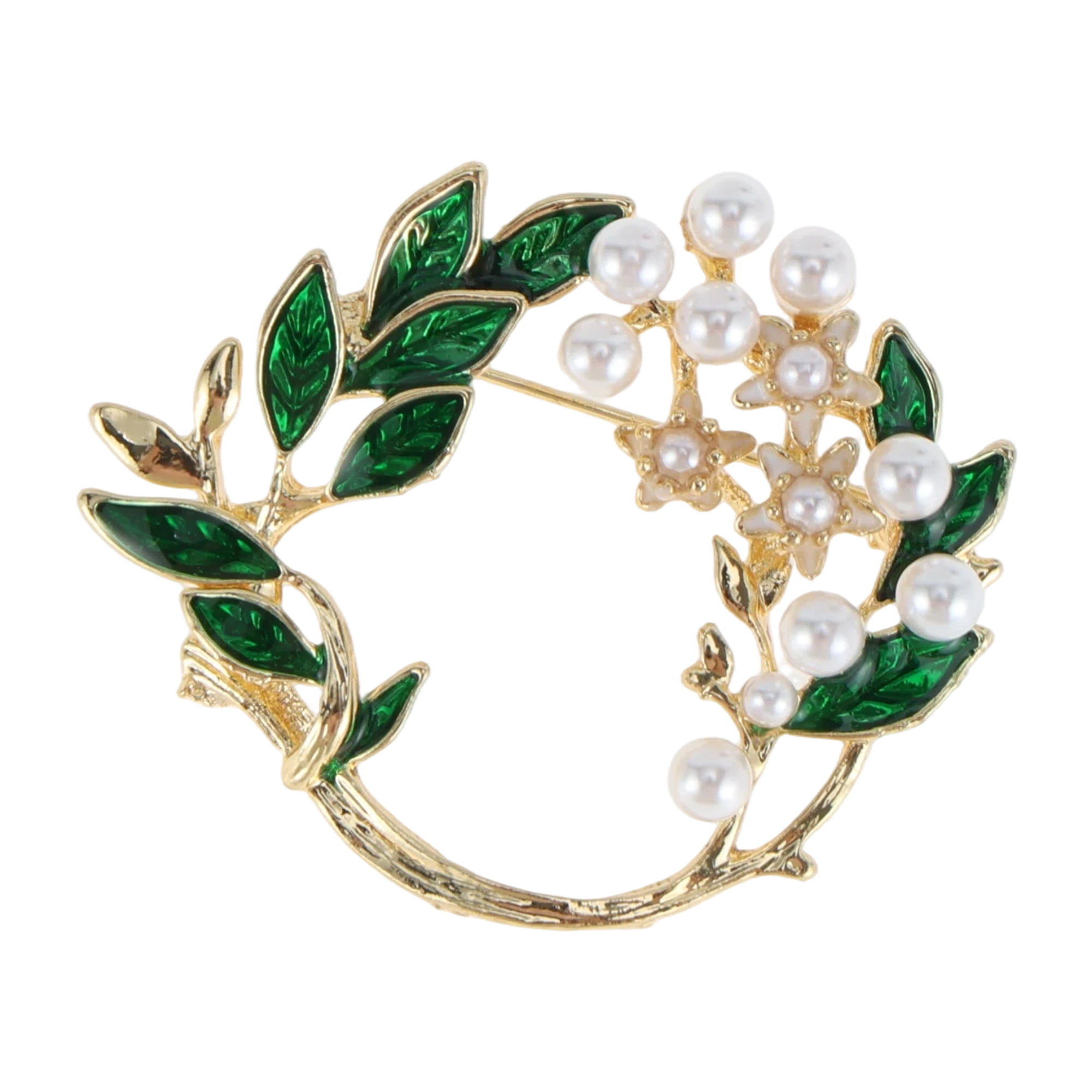 Unique Bargains Elegant Gardenia Brooch in Green Color for Fashion Accessories