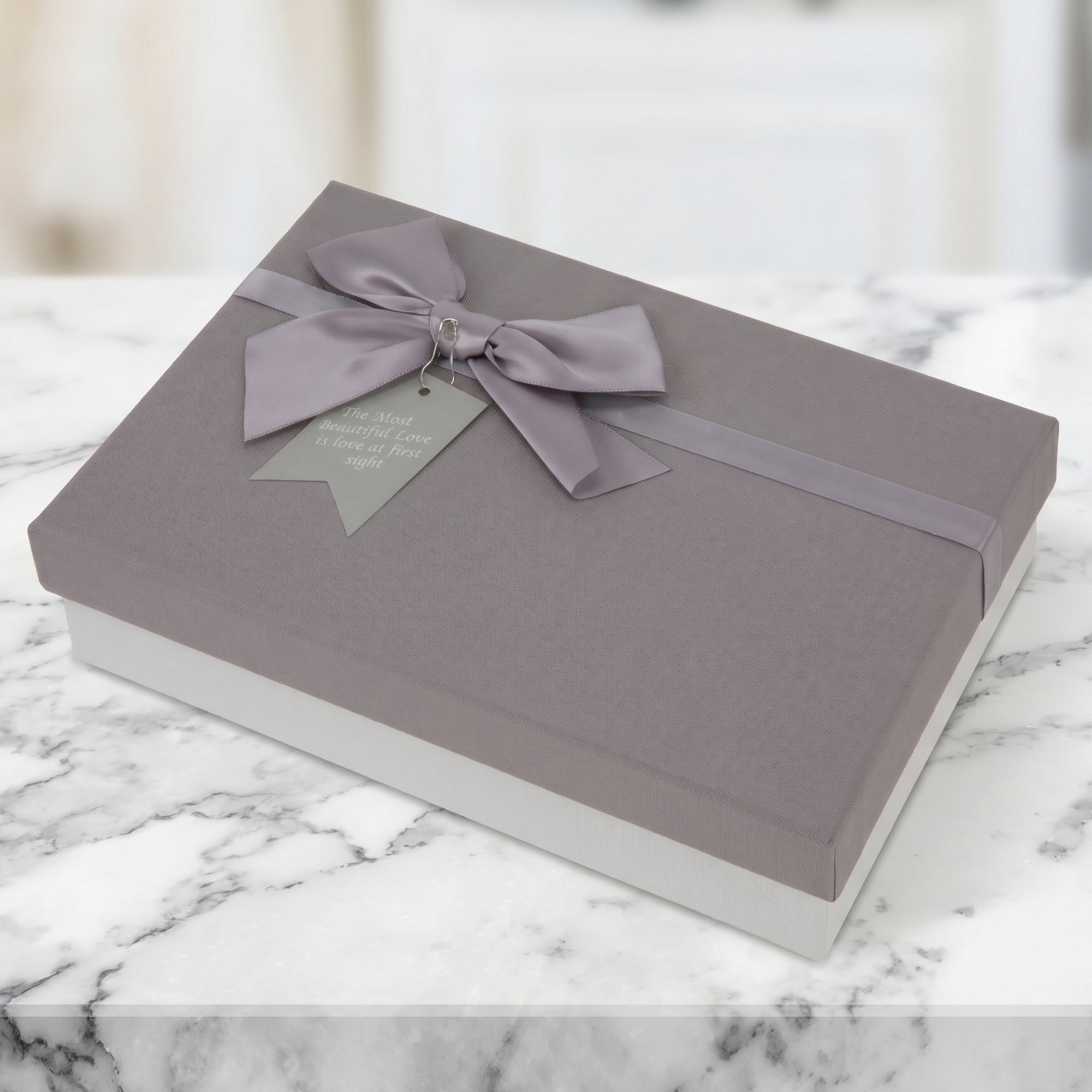 Unique Bargains Elegant Gift Box with Textured Finish Gray 9.1" x 6.3" x 2.4"