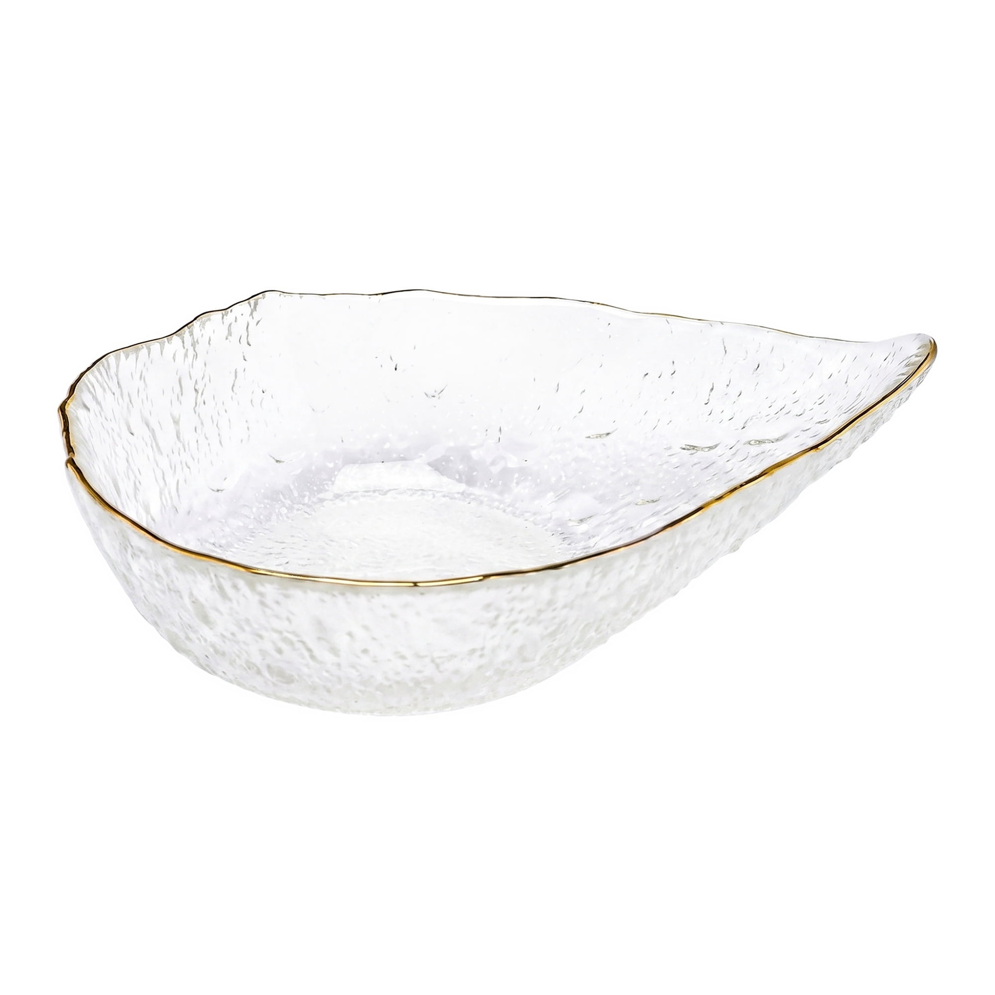 Unique Bargains Elegant Glass Teardrop Decorative Bowl Clear Gold Edge 6.5" x 2" x 2"