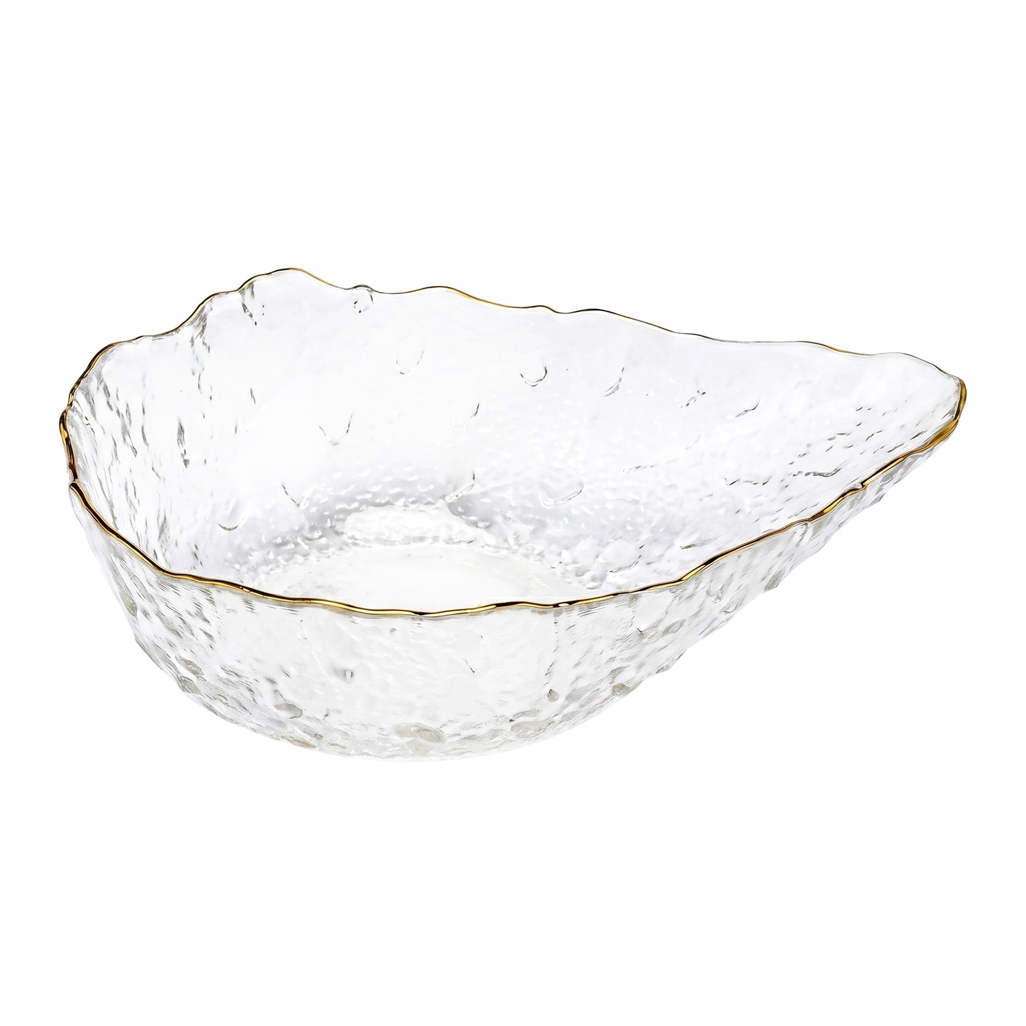 Unique Bargains Elegant Glass Teardrop Decorative Bowl Clear Gold Edge 8.9" x 2.8" x 2.8"