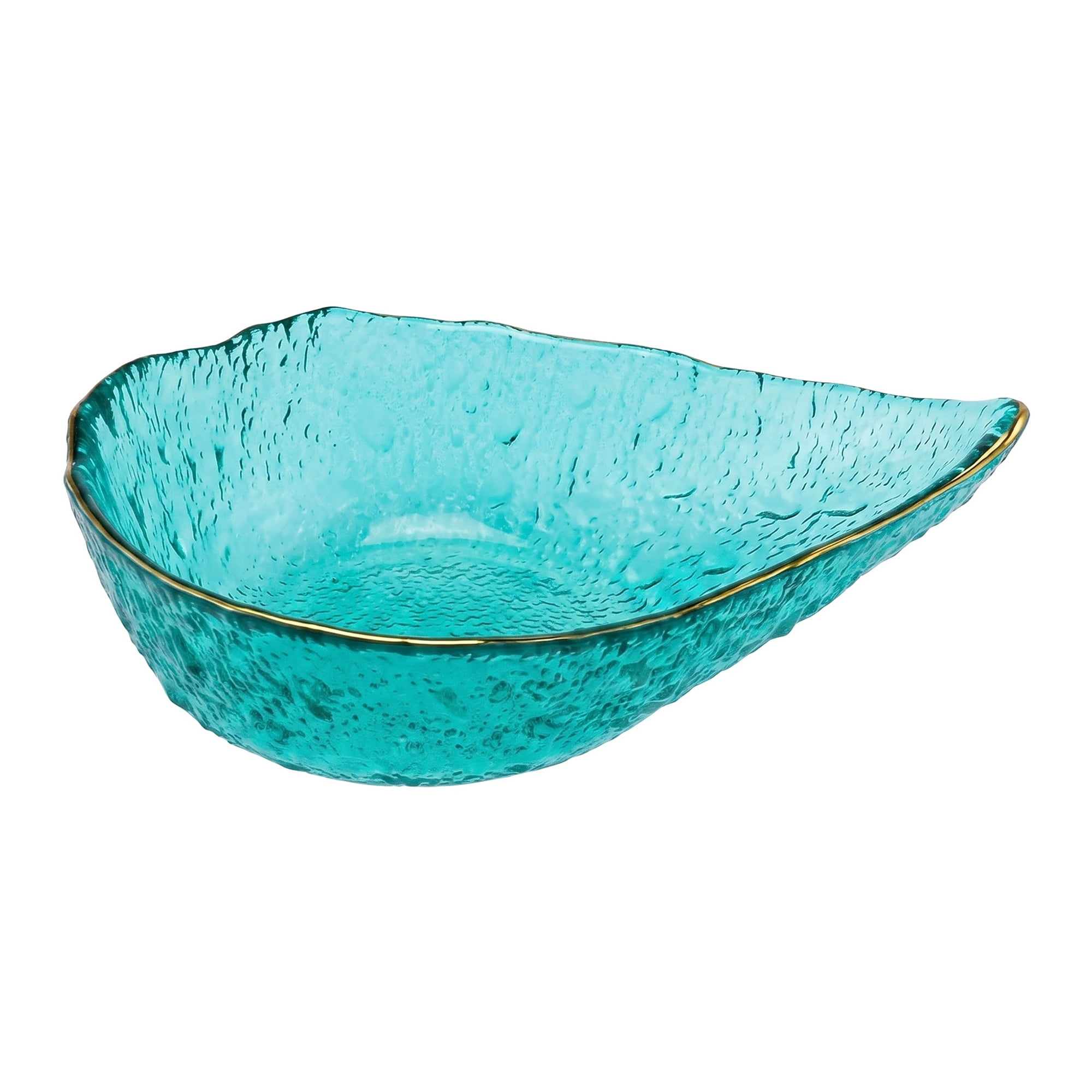 Unique Bargains Elegant Glass Teardrop Decorative Bowl Lake Blue 6.5" x 2" x 2"