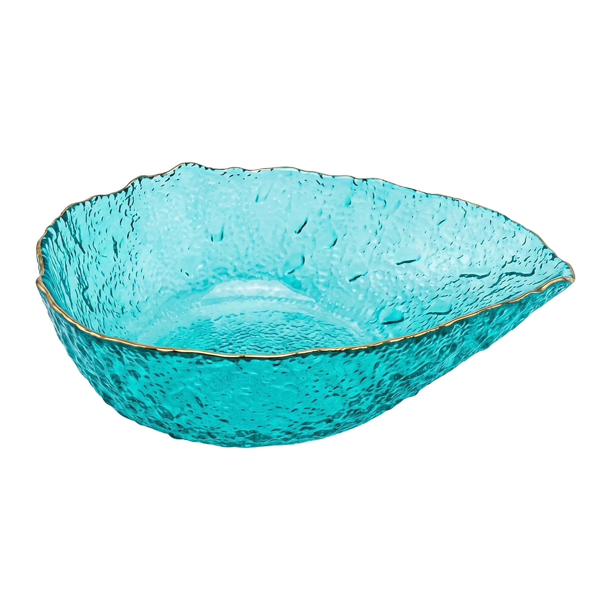 Unique Bargains Elegant Glass Teardrop Decorative Bowl Lake Blue 8.1" x 2.4" x 2.4"