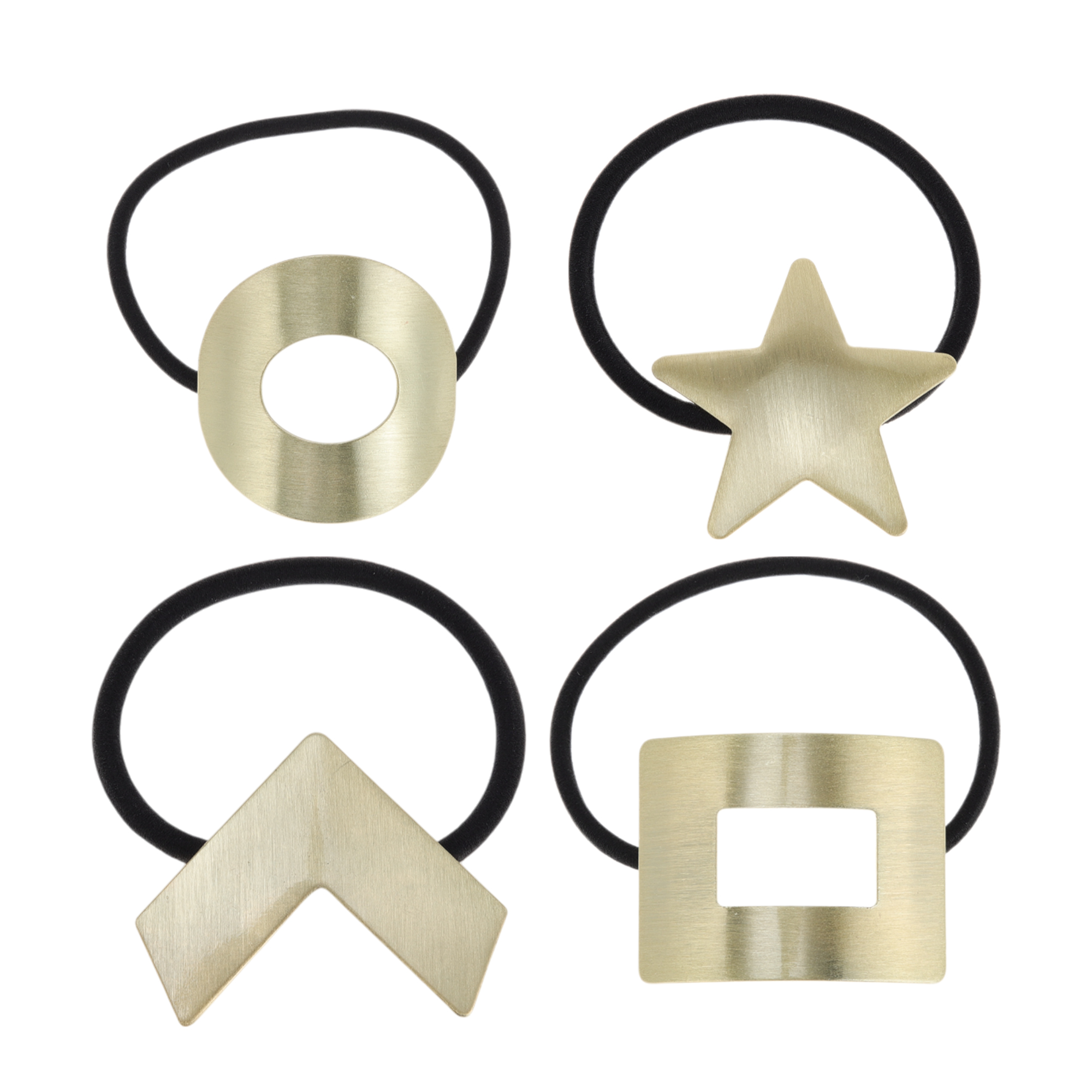NOMADIC NOOK Elegant Hair Ties Elastic Gold Tone Black 4 Pcs