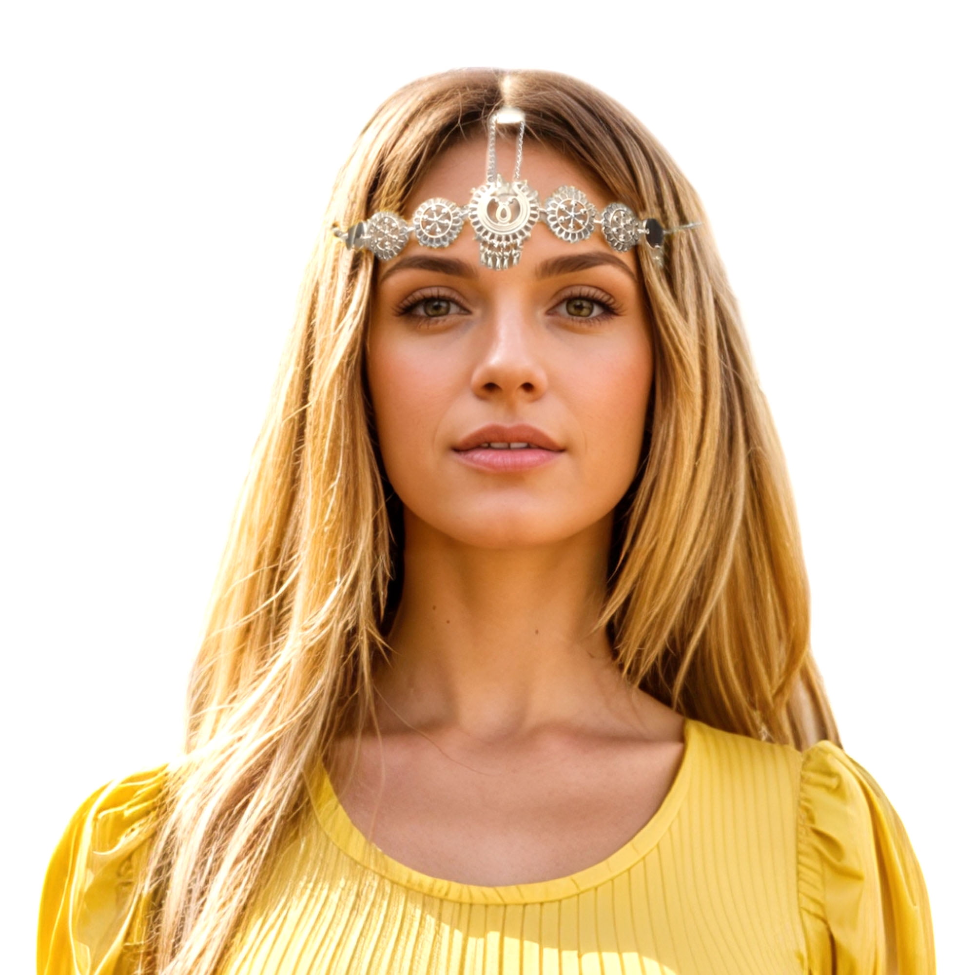 Unique Bargains Elegant Headpiece with Metal Tassels for Hair 1Pc Silver Tone